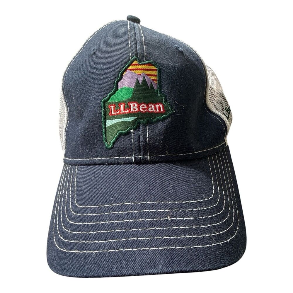 L.L Bean Maine State Patch Trucker Cap Promo Blue White Mesh Snapback  Men's OS